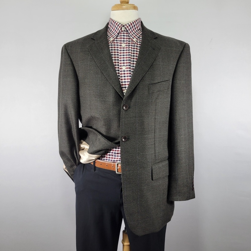 Nautica Men's Sport Coat Blazer Three‎ Button Olive Wool Cashmere Size 42R